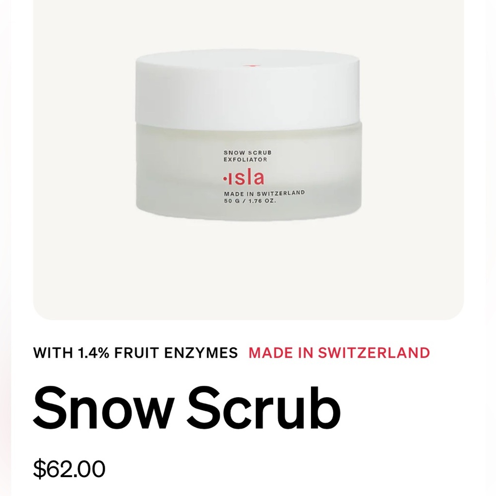 Isla Snow Scrub Face Exfoliator *New/never Opened*